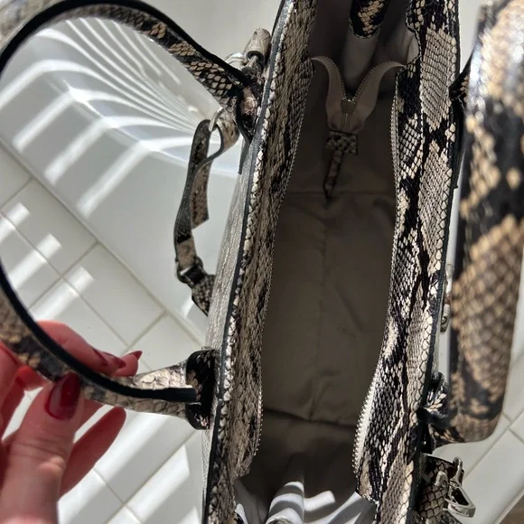 Valentino Black and Cream Python Pattern Tote
